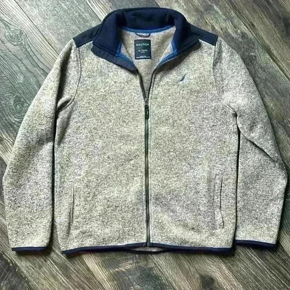 Nautica Gray and Blue Full-Zip Jacket - Picture 1 of 6